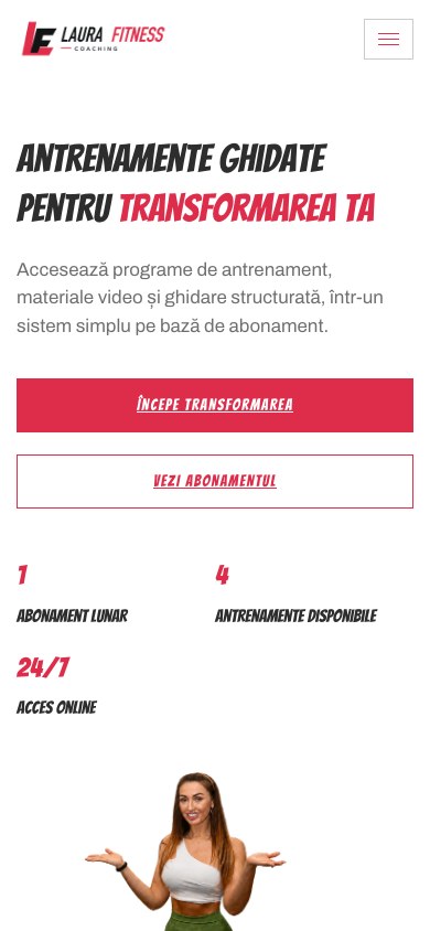 Laura Fitness — Shape By You — captură a site-ului pe mobil