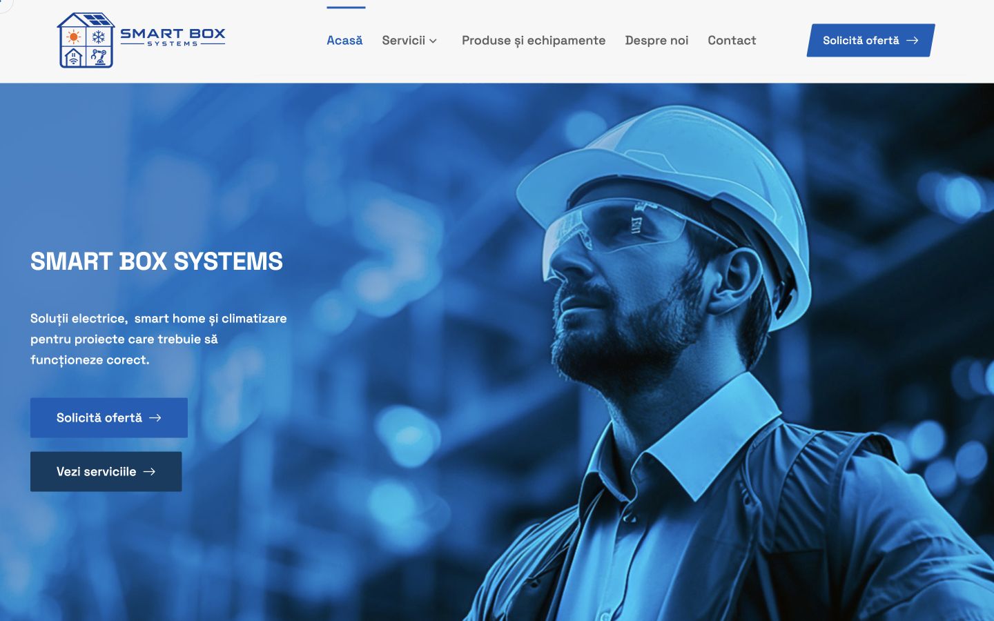 Interfața website-ului SMART BOX SYSTEMS