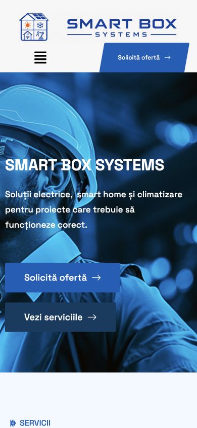 SMART BOX SYSTEMS — captură a site-ului pe mobil