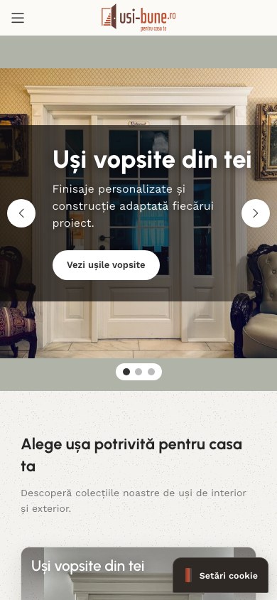 Uși Bune — captură a site-ului pe mobil